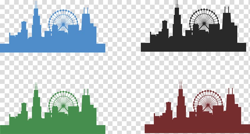 Chicago Skyline Drawing , cityscape transparent background PNG.