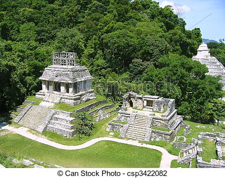 Stock Photo of Palenque mayan ruins maya Chiapas Mexico.