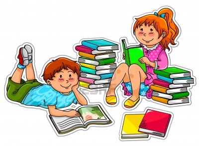 Free clipart of children reading books.