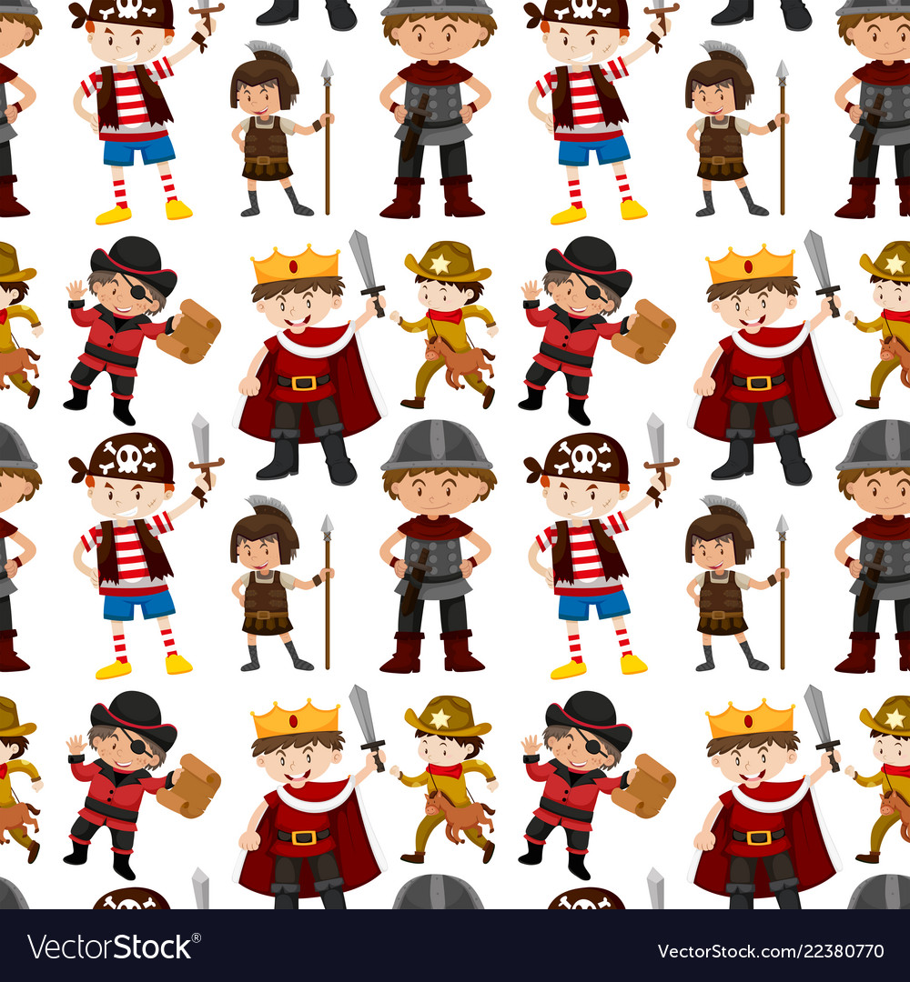 Seamless pattern of children dressed up.