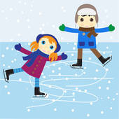 Children Ice Skating Clipart.