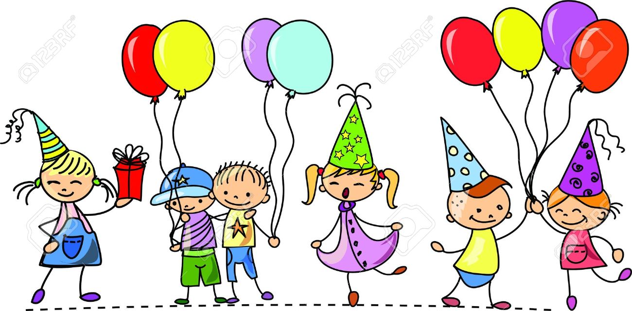 Funny Children's Birthday Party Royalty Free Cliparts, Vectors.