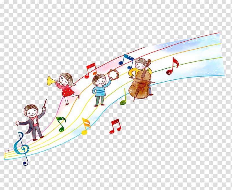 Four children playing instruments , Musical instrument.