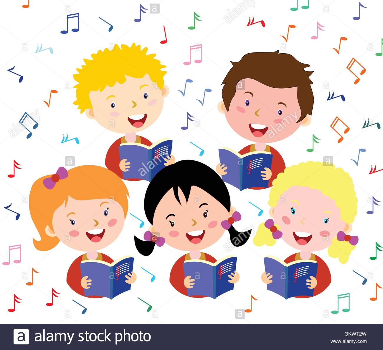 Children choir. Kids choir singing Stock Vector Art & Illustration.