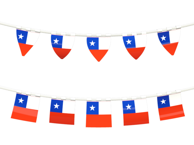 Rows of flags. Illustration of flag of Chile.