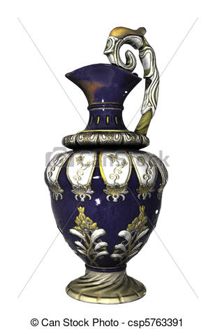 Clipart of Blue Chinese vase with floral pattern.