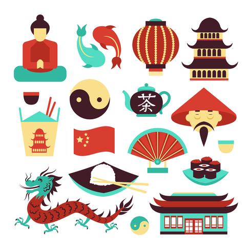 China symbols set.