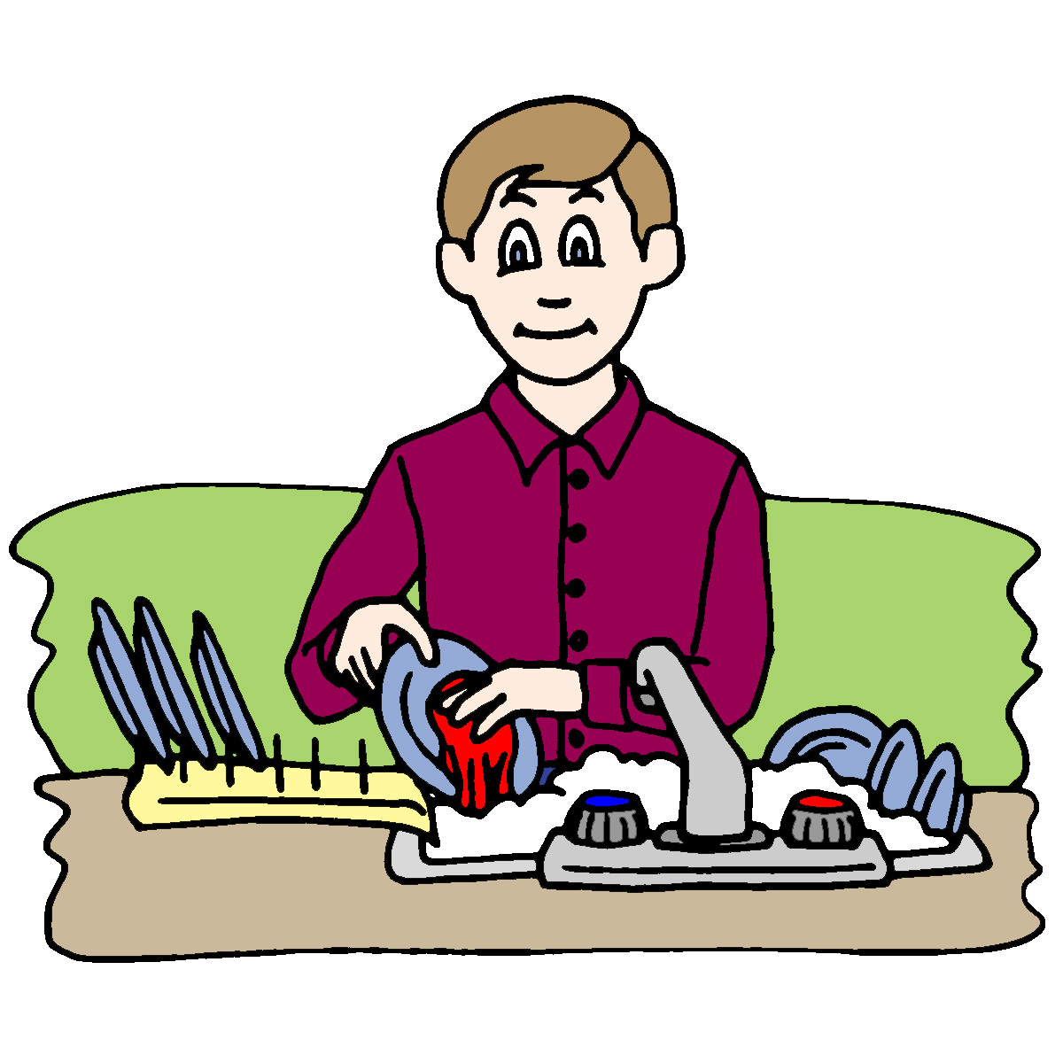 Kids doing chores clipart.