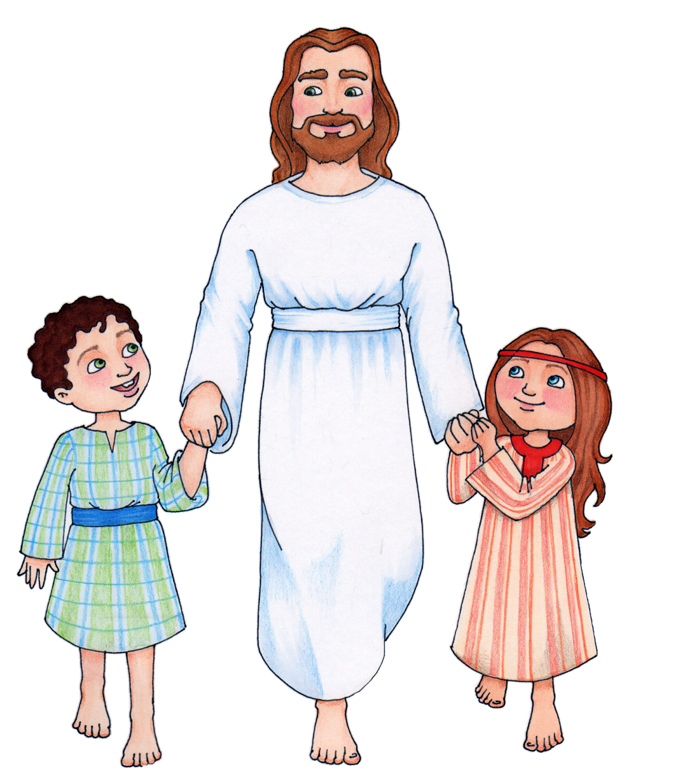 Christ with children clip art.