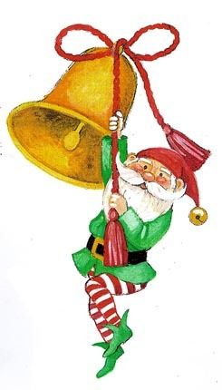 CHRISTMAS GNOME AND BELL CLIP ART #clipart.