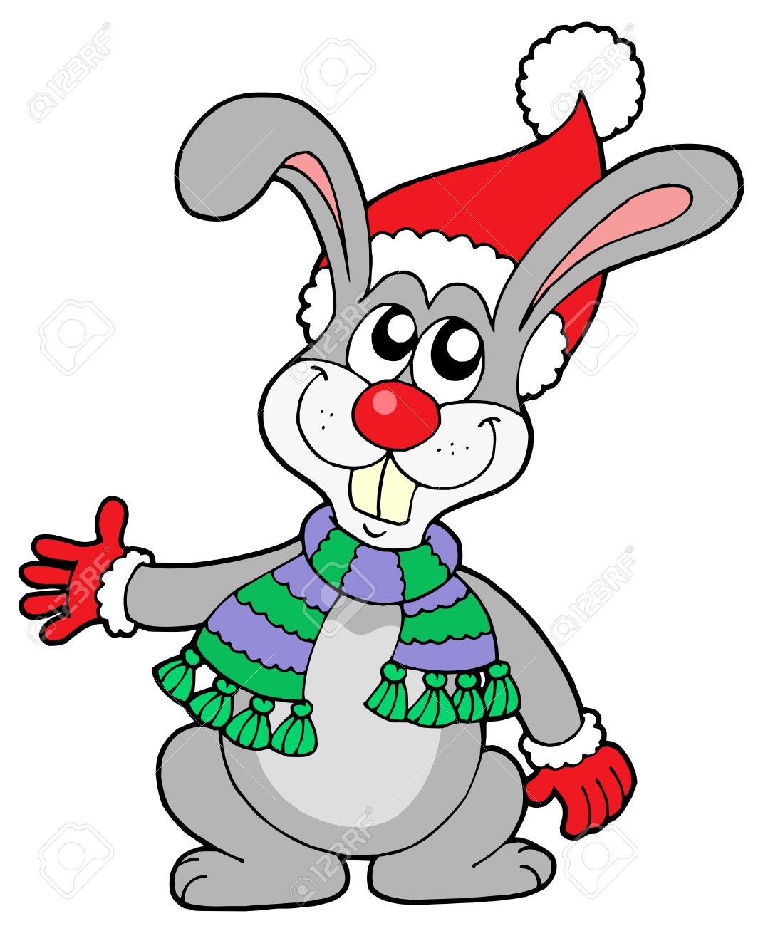 Free Christmas Bunny Clipart.