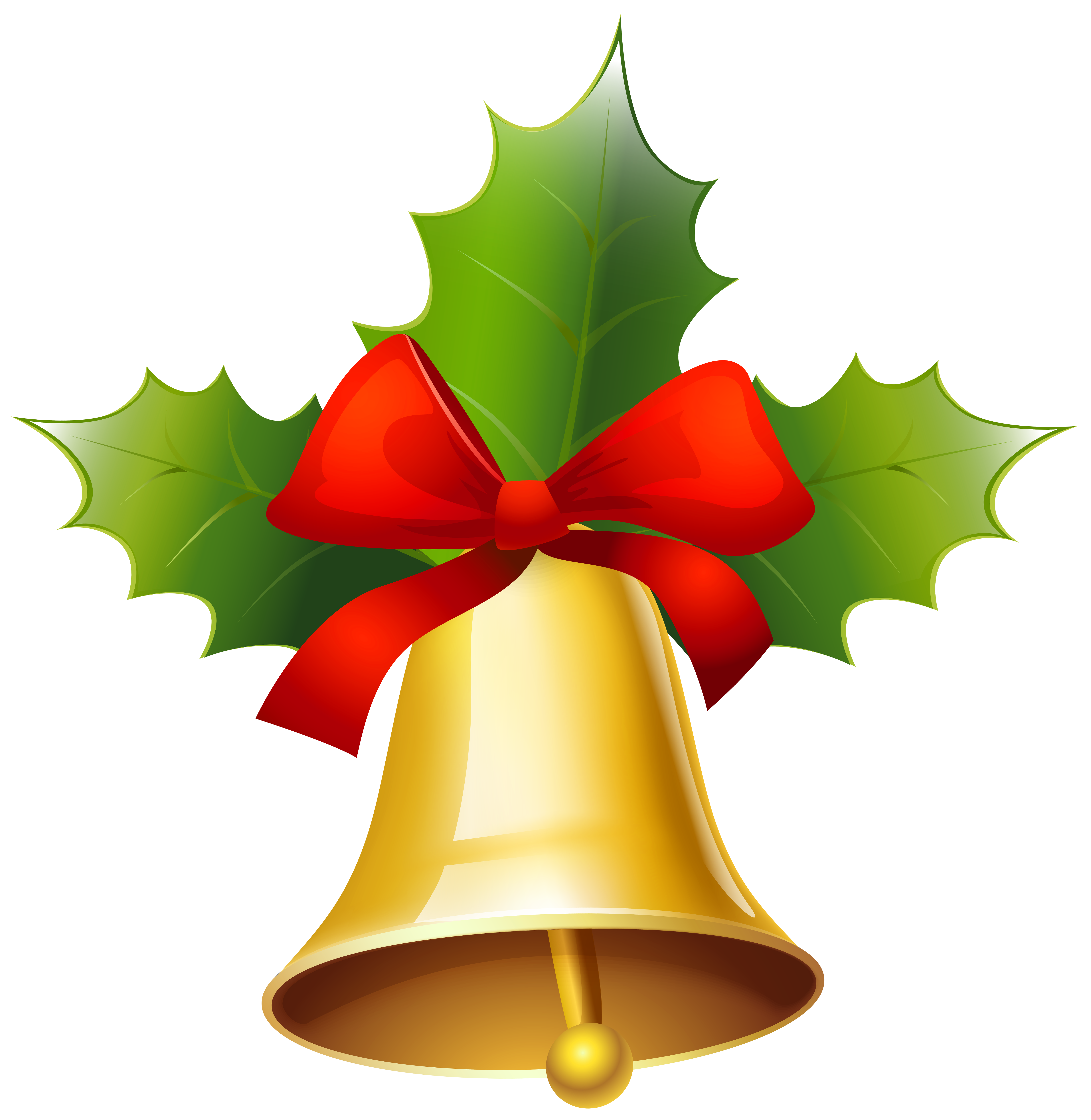 Golden Christmas Bell PNG Clipart Image.