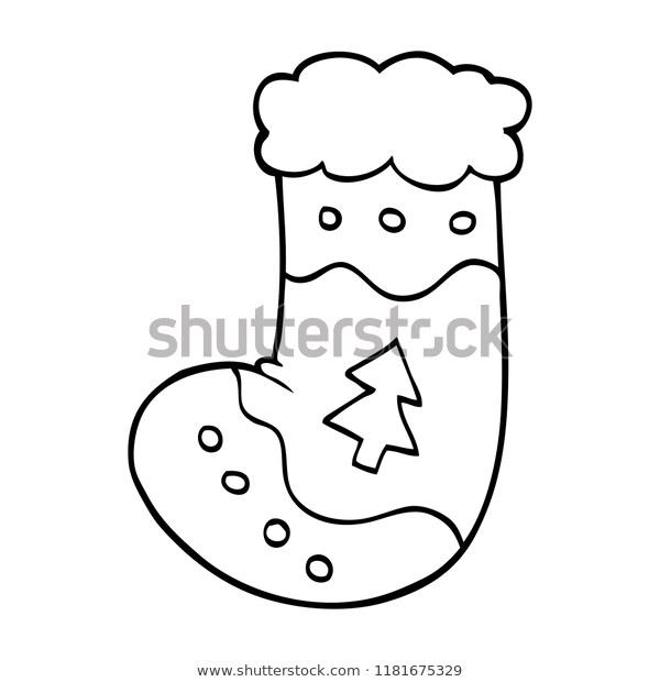 Line Drawing Cartoon Christmas Stocking Stock Illustration 1181675329.