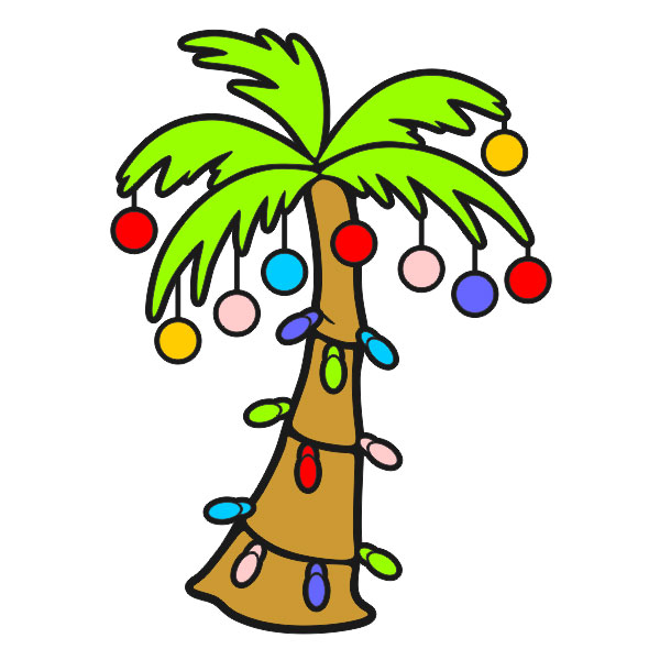 Palm Tree With Christmas Lights Clipart.