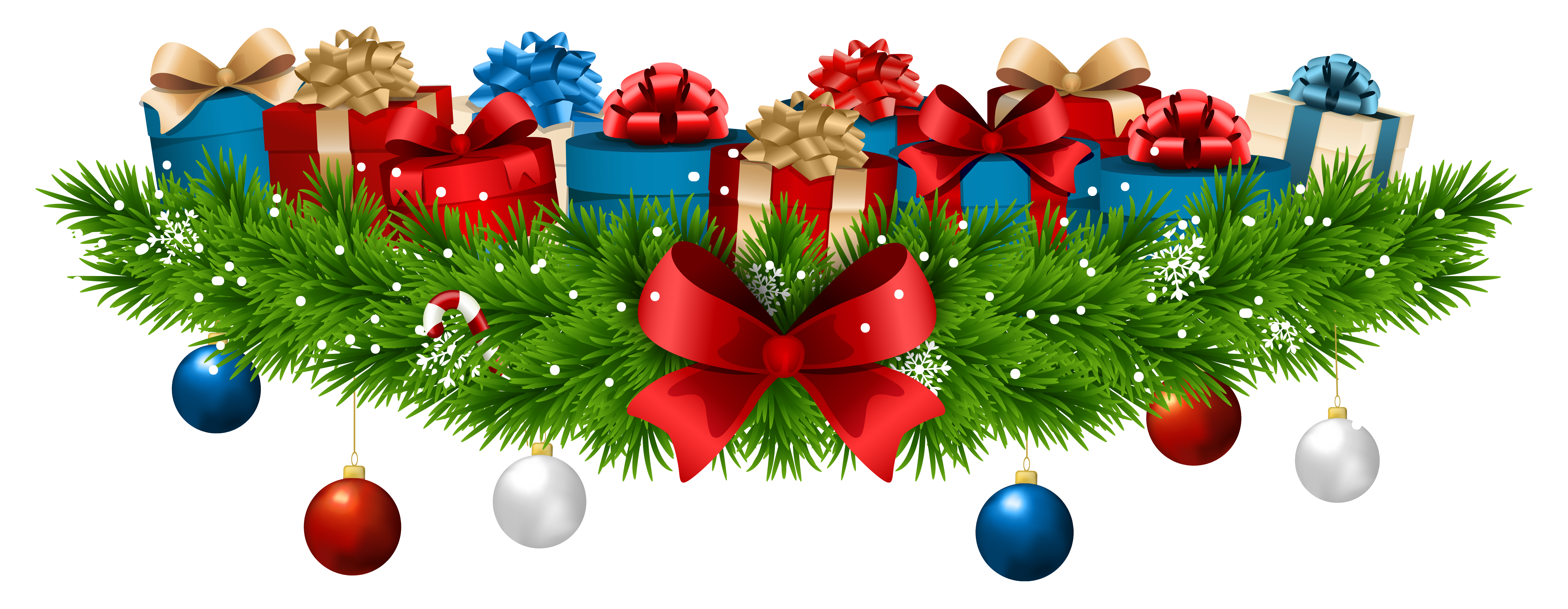 Christmas Decoration with Gifts PNG Clip Art Image.