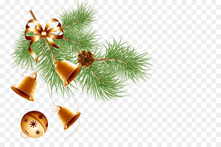 Christmas decoration with fir, bell, conifer, evergreen pine.