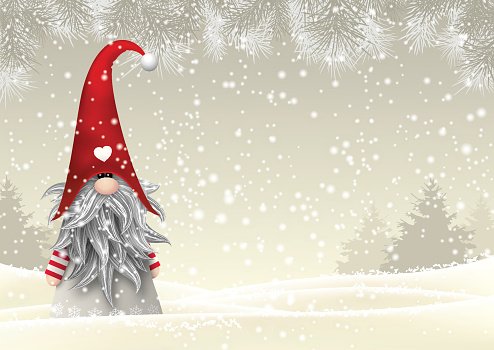 Scandinavian christmas traditional gnome, Tomte.