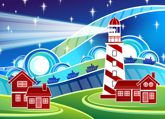 clipartist.net » Clip Art » card stylised lighthouse scenery xmas.