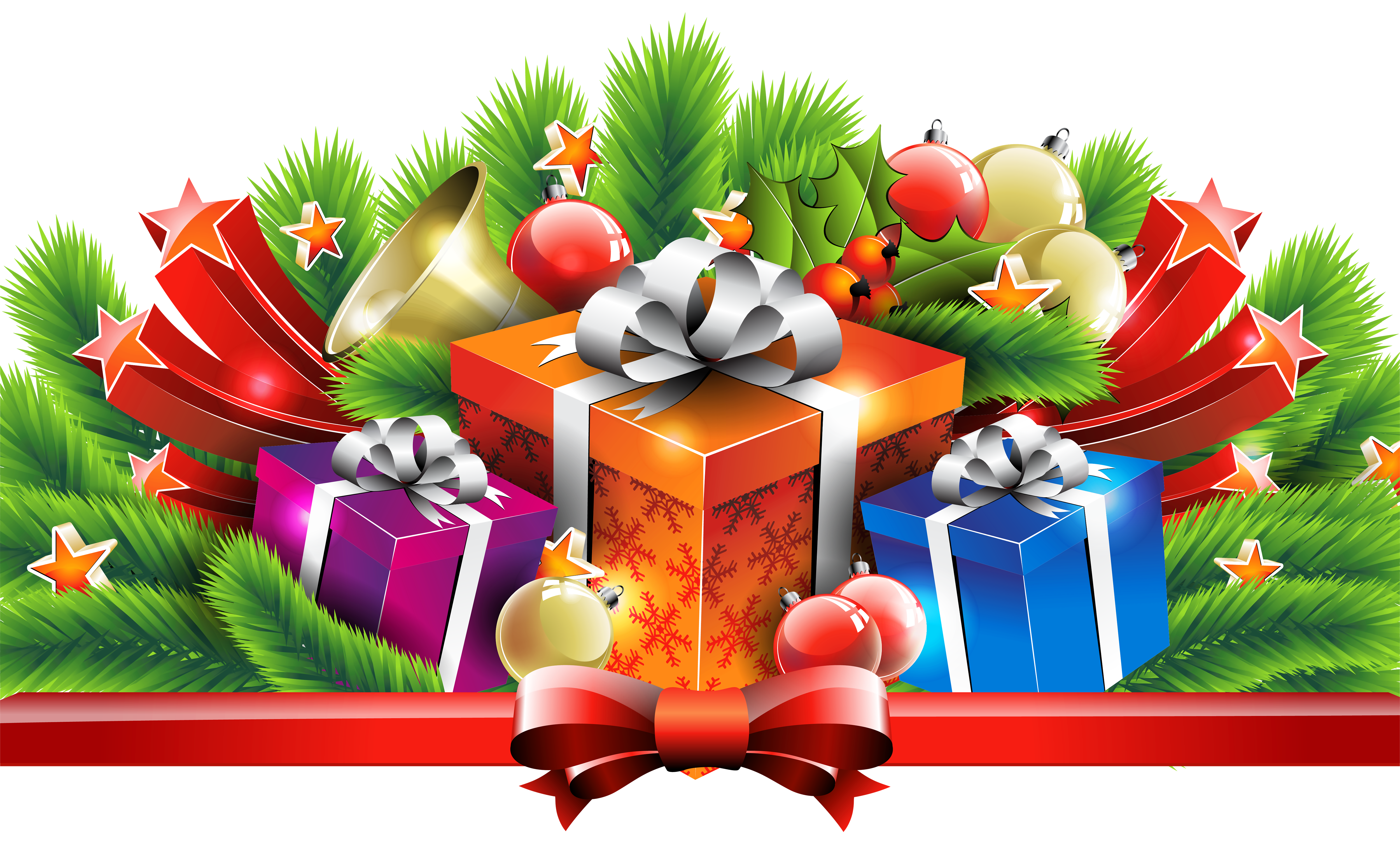 Christmas Gifts Decor PNG Clipart Image.