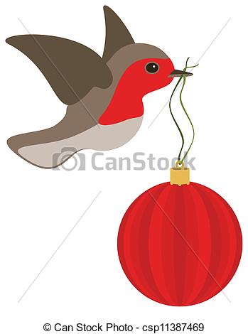 Robin and Christmas bulb.