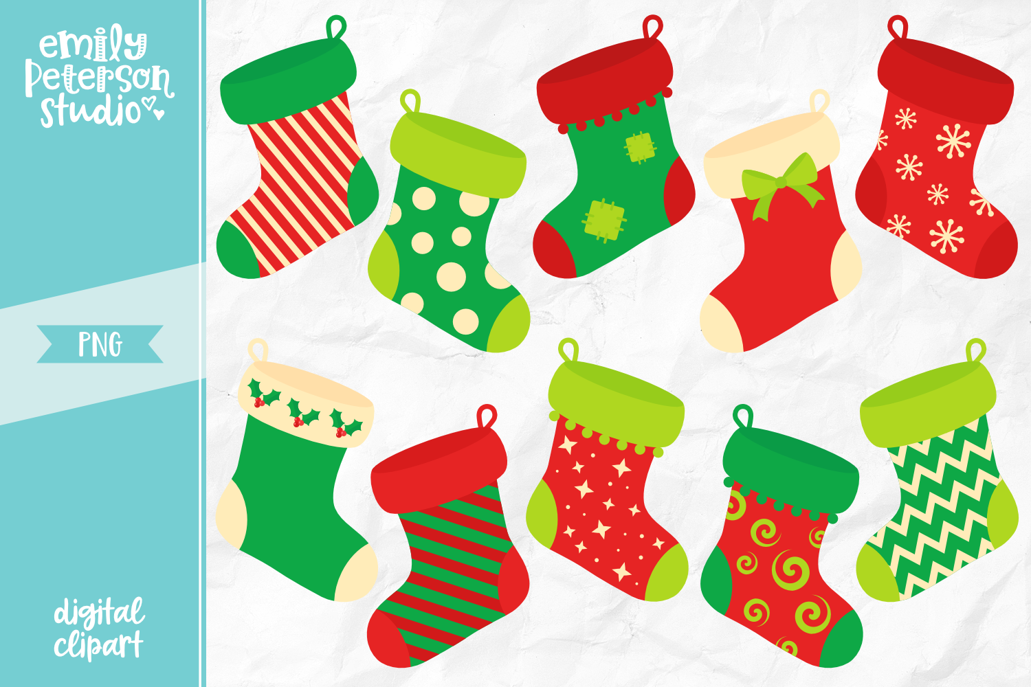 Christmas Stockings Clipart Illustration PNG.