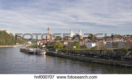 Picture of Germany, Bavaria, Passau, historic city center at River.