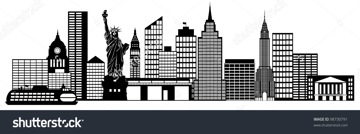 New York City Skyline Panorama Black Stock Illustration 98730791.