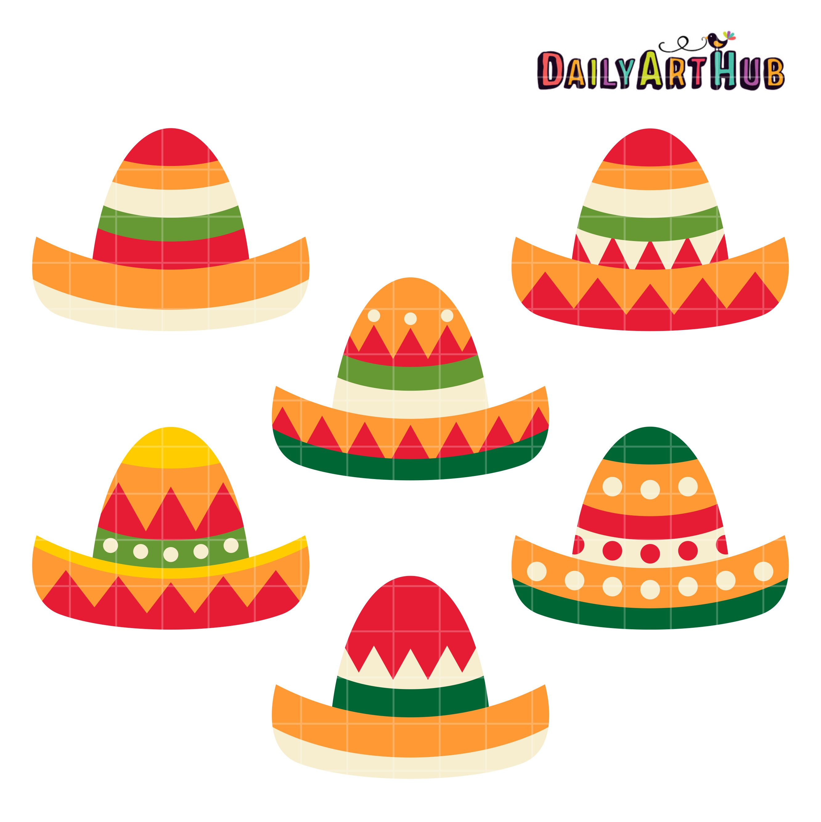 Cinco De Mayo Hats Clip Art Set.