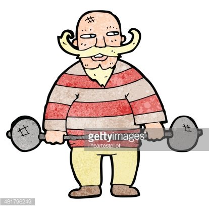 cartoon circus strongman Clipart Image.