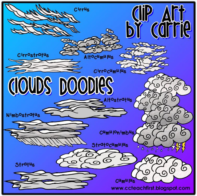 Clouds Doodles by Clip Art by Carrie.