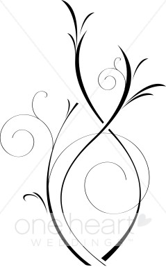 Elegant Black and White Vine Clip Art.