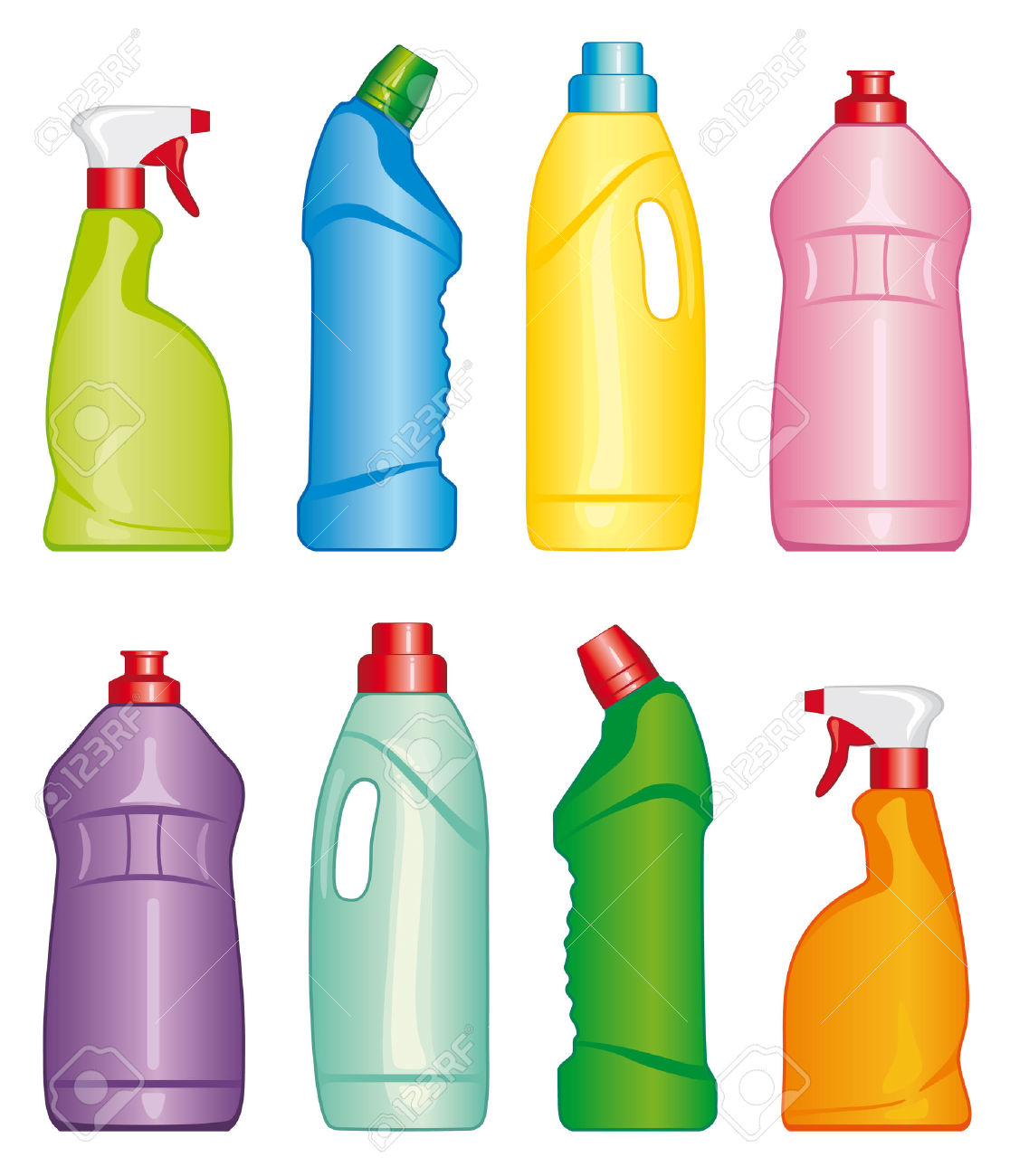 Bottles Of Cleaning Products Royalty Free Cliparts, Vectors, And.