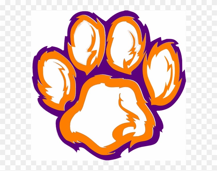 Tiger Paw White Orange Purple Clip Art At Clker Com.