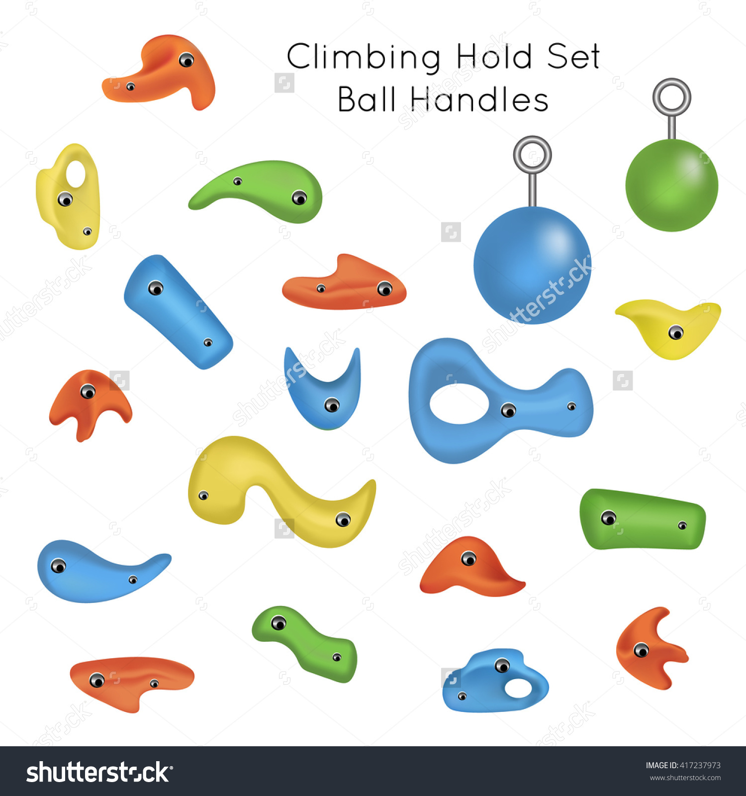 Training Set Colorful Climbing Grips Climbing Stock Vector.