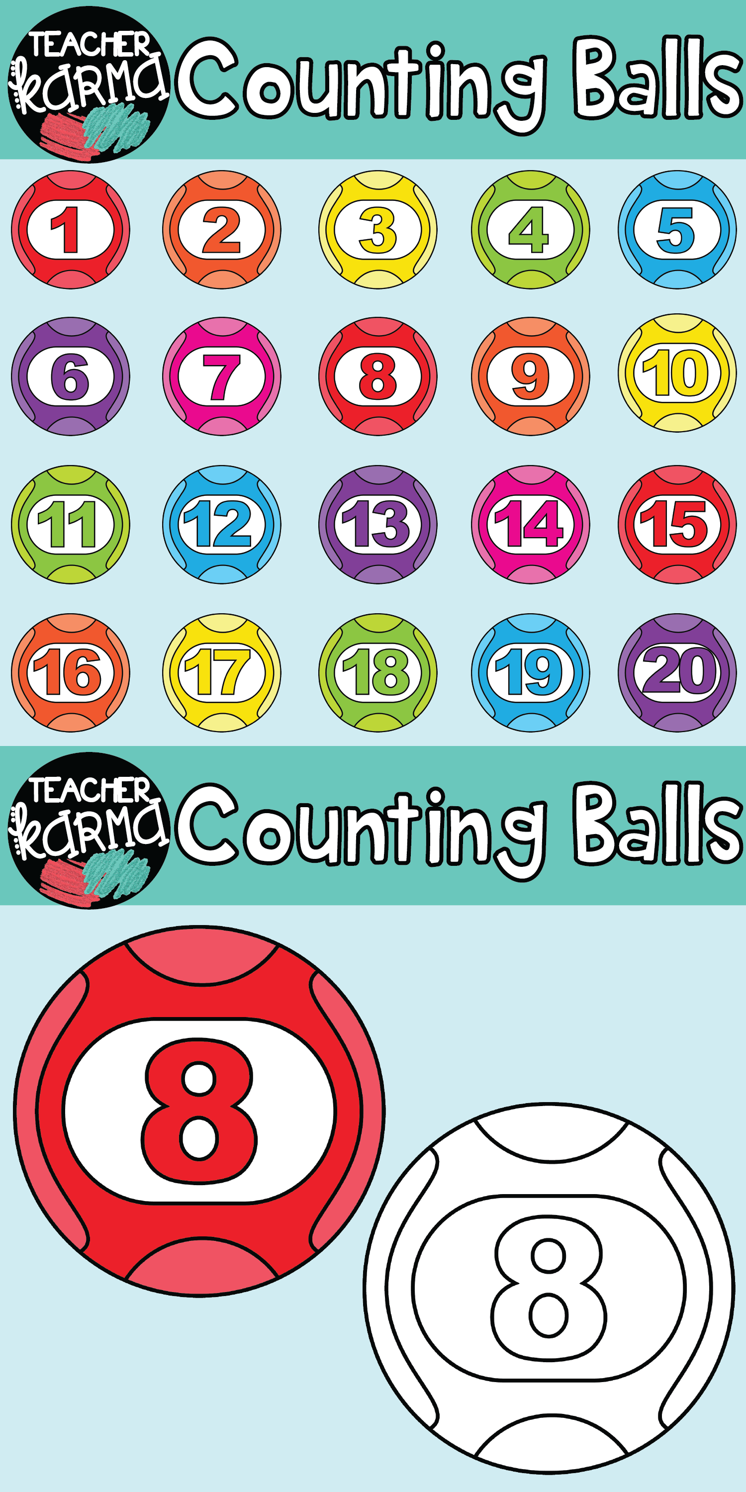 Counting / BINGO Balls: MATH CLIPART.