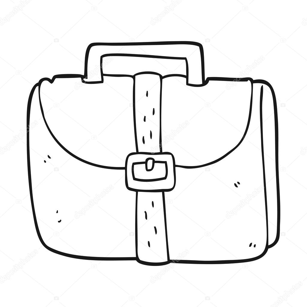 Black and white cartoon old work bag — Stock Vector.