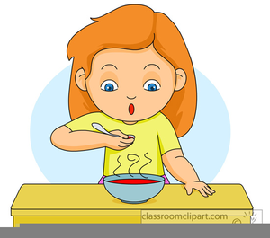 Girl Eating Dinner Clipart.