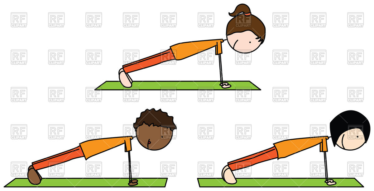 Cartoon illustration of three kids exercising Stock Vector Image.