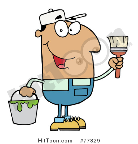 Painter Clipart #77829: Male Hispanic House Painter Holding a Pail.