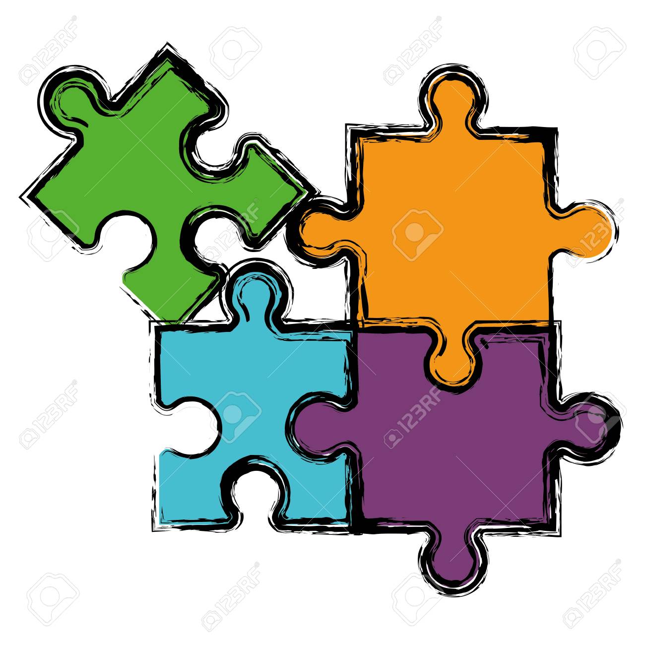 Vector Shapes Of Jigsaw Puzzle Pieces; Jigsaw Puzzle.