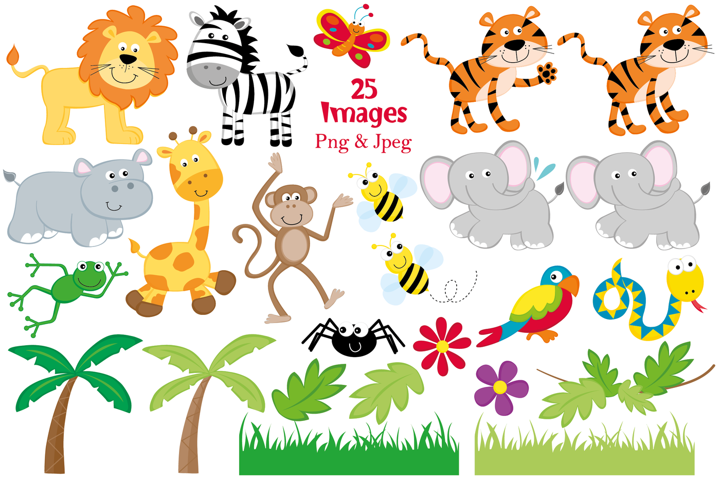 Jungle Animals Clipart, Jungle Graphics & Illustrations, Jungle.