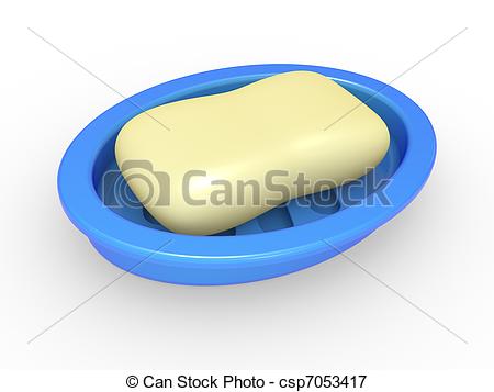 Soap in a soap tray.