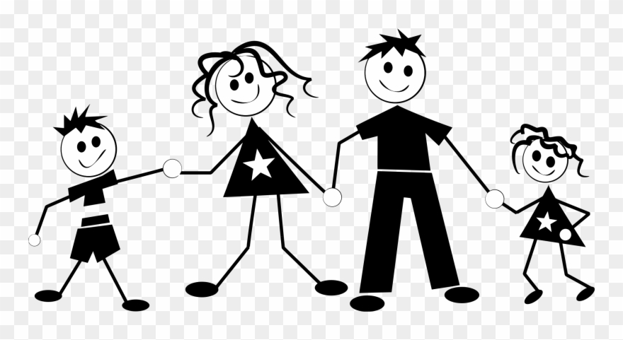 Three Stick Figure Kids Clipart.