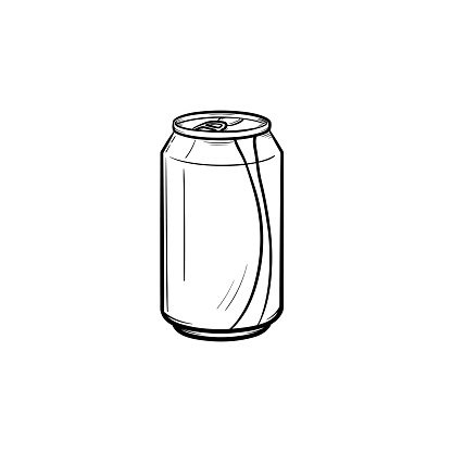 Soda Pop Can Hand Drawn Sketch Icon Stock Illustration.