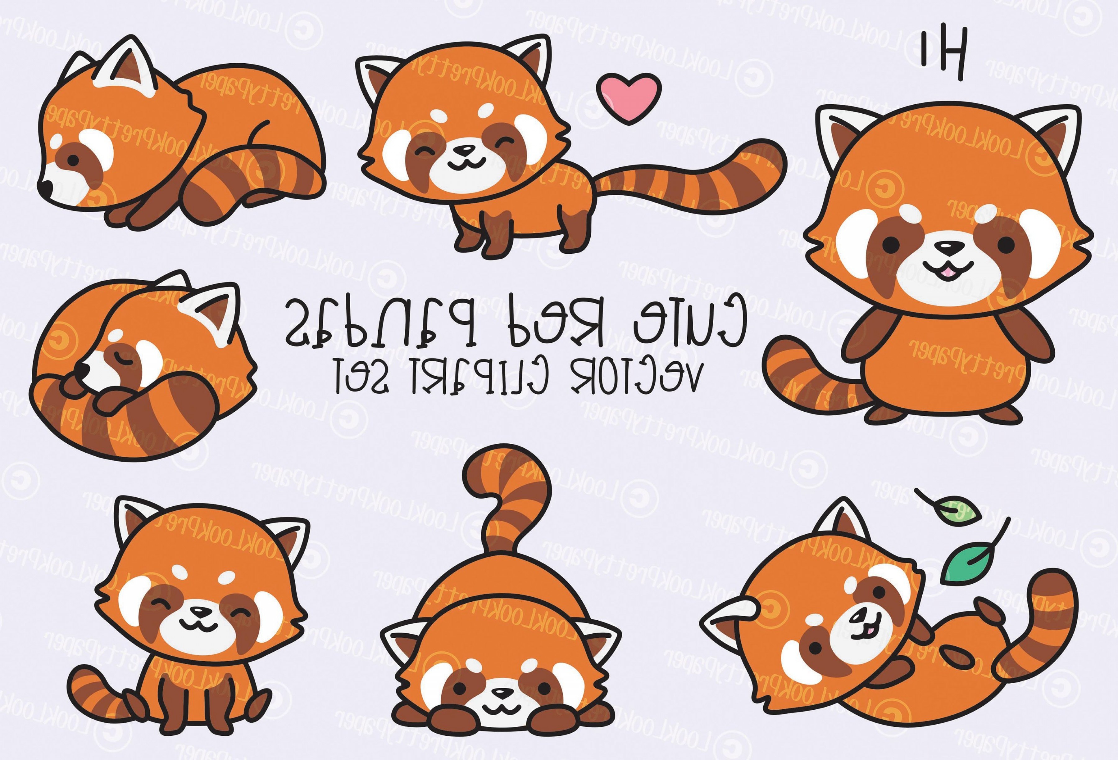 Premium Vector Clipart Kawaii Red Pandas.