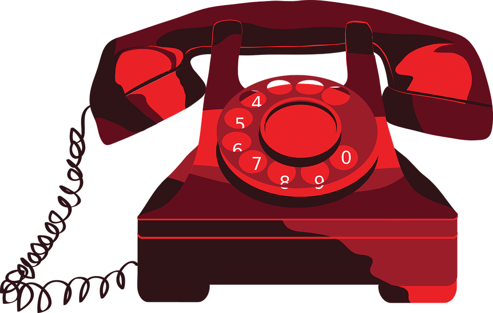 Red Telephone Clipart transparent PNG.