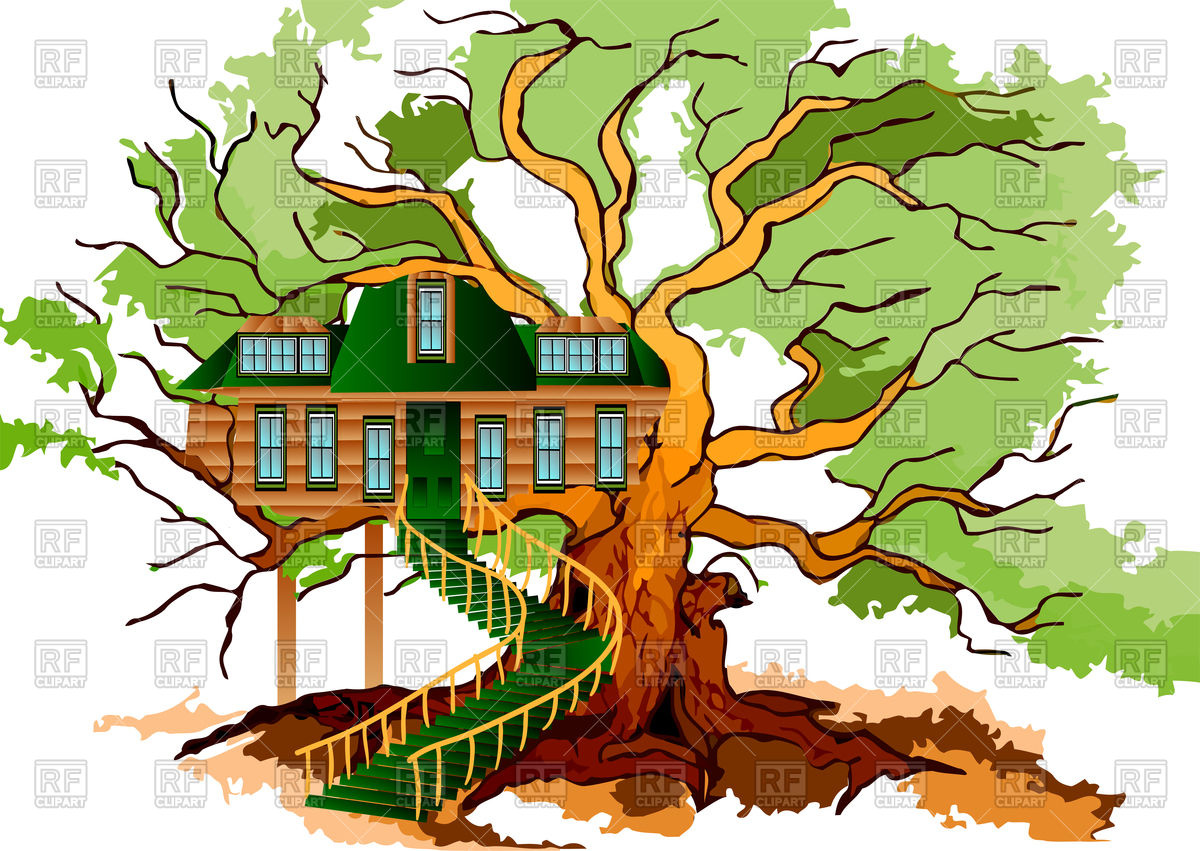 Tree house on oak Vector Image #77671.