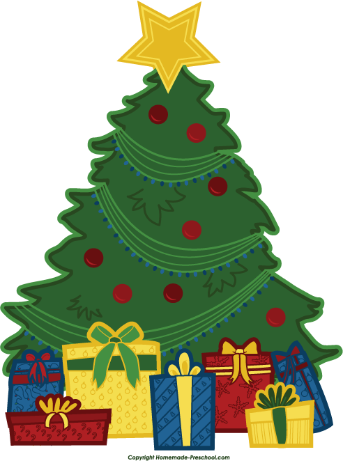 Christmas Tree With Presents Clipart.