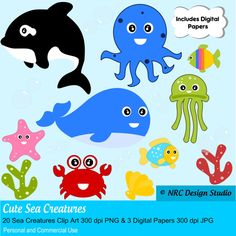 Cartoon Ocean Animals Collection.