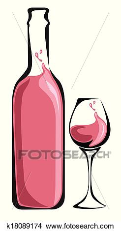 Wine bottle with glass Clipart.